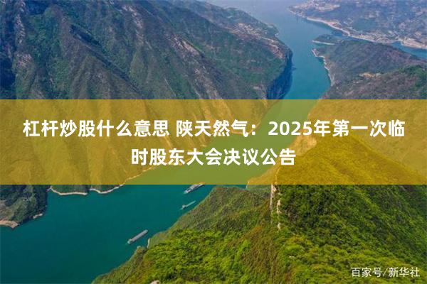 杠杆炒股什么意思 陕天然气：2025年第一次临时股东大会决议公告